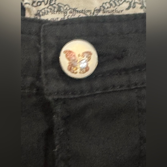 Women’s Black Love Stitch Skirt with Butterfly Buttons - Picture 3 of 15